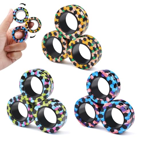 9-teiliges Zappelspielzeug-Set mit magnetischen Ringen, magnetisches Zappelspielzeug for Erwachsene gegen ADHS-Angst, Zappel-Spinner-Ringe zur Linderung, Geschenke for ab 8 Jahren alte Teenager, Oster von Oeudire