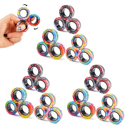 9-teiliges Zappelspielzeug-Set mit magnetischen Ringen, magnetisches Zappelspielzeug for Erwachsene gegen ADHS-Angst, Zappel-Spinner-Ringe zur Linderung, Geschenke for ab 8 Jahren alte Teenager, Oster von Oeudire