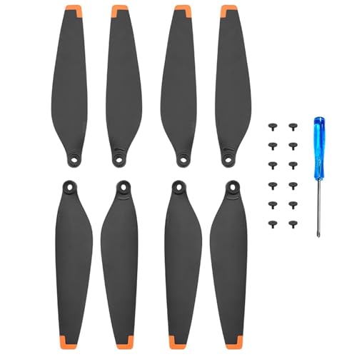 Ainiv 8 Stück Propeller for 3 Pro, austauschbare Propeller for Drohnen, geräuscharmes Flügelblatt-Propellerblatt mit Schraubendreher und 12 Schrauben, Drohnenzubehör for 3 Pro (Schwarz-Orange) von Oeudire