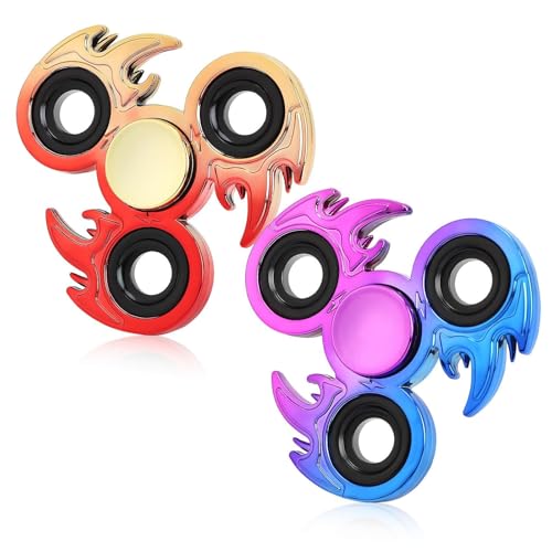 Fidget Spinner 2er-Pack, Handspinner zur Stressreduzierung und Angstlinderung, Ultra-Edelstahllager, Bester Fingerspinner for Autismus, Partygeschenk, Zeitvertreib(Purple Blue+red Gold,Phoenix) von Oeudire