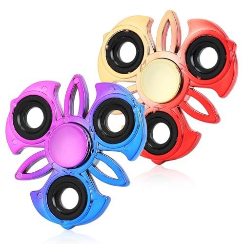 Fidget Spinner 2er-Pack, Handspinner zur Stressreduzierung und Angstlinderung, Ultra-Edelstahllager, Bester Fingerspinner for Autismus, Partygeschenk, Zeitvertreib(Purple Blue+red Gold,Spider) von Oeudire