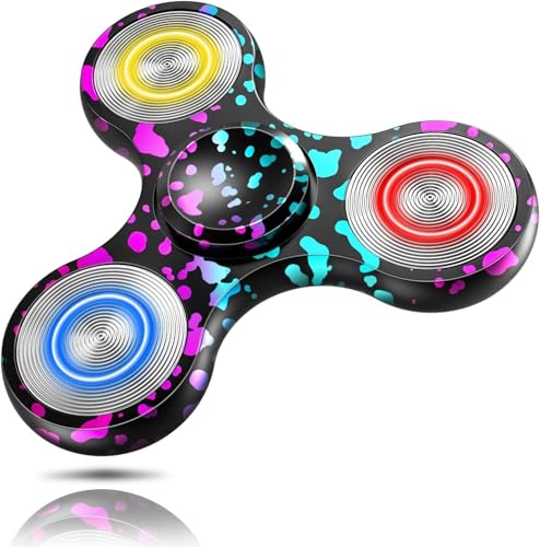 Fidget Spinner Spielzeug, extrem langlebiges Edelstahllager, Hochgeschwindigkeits-Präzisionsmetallmaterial, Handspinner, Angst- und Stressabbau, Langeweile, Zeitvertreib, Spielzeug, Silber(Fluorescenc von Oeudire