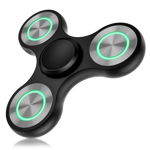 Fidget Spinner Spielzeug, extrem langlebiges Edelstahllager, Hochgeschwindigkeits-Präzisionsmetallmaterial, Handspinner, Angst- und Stressabbau, Langeweile, Zeitvertreib, Spielzeug, Silber(Fluorescenc von Oeudire