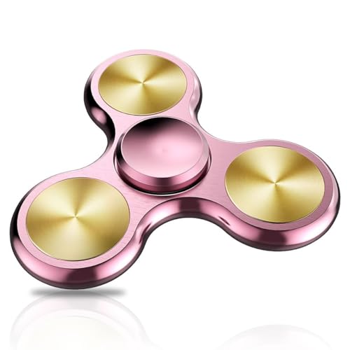 Fidget Spinner Spielzeug, extrem langlebiges Edelstahllager, Hochgeschwindigkeits-Präzisionsmetallmaterial, Handspinner, Angst- und Stressabbau, Langeweile, Zeitvertreib, Spielzeug, Silber(A-rosegold- von Oeudire