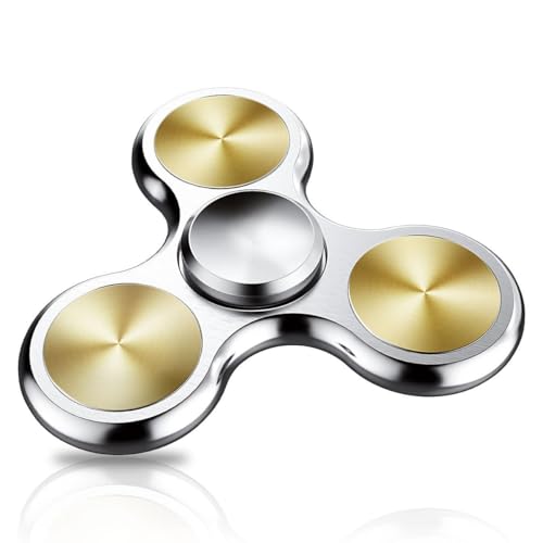 Fidget Spinner Spielzeug, extrem langlebiges Edelstahllager, Hochgeschwindigkeits-Präzisionsmetallmaterial, Handspinner, Angst- und Stressabbau, Langeweile, Zeitvertreib, Spielzeug, Silber(A-silver-so von Oeudire