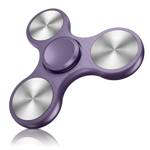 Fidget Spinner Spielzeug, extrem langlebiges Edelstahllager, Hochgeschwindigkeits-Präzisionsmetallmaterial, Handspinner, Angst- und Stressabbau, Langeweile, Zeitvertreib, Spielzeug, Silber(Purple) von Oeudire
