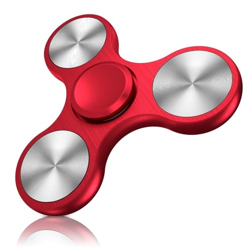 Fidget Spinner Spielzeug, extrem langlebiges Edelstahllager, Hochgeschwindigkeits-Präzisionsmetallmaterial, Handspinner, Angst- und Stressabbau, Langeweile, Zeitvertreib, Spielzeug, Silber(Rood) von Oeudire