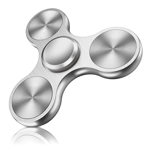 Fidget Spinner Spielzeug, extrem langlebiges Edelstahllager, Hochgeschwindigkeits-Präzisionsmetallmaterial, Handspinner, Angst- und Stressabbau, Langeweile, Zeitvertreib, Spielzeug, Silber(Silver 2) von Oeudire