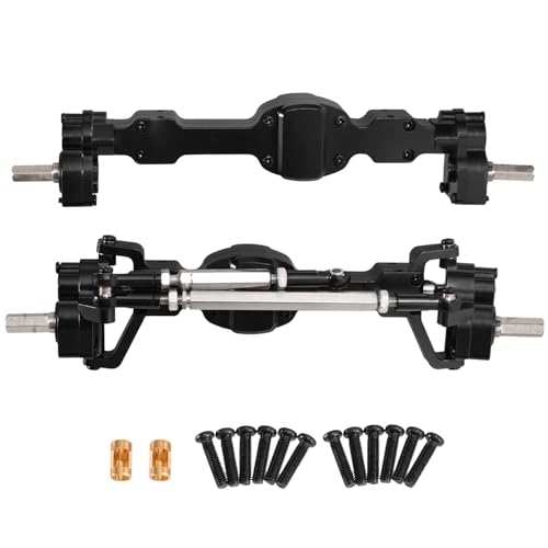 Oeudire Aluminiumlegierung CNC-eloxiert Vollmetall Vorder- und Hinterachse des Portals for JJRC 1/10 C8815 Willys MB Retro Jeep Upgrade-Zubehör(Black 1 Set) von Oeudire