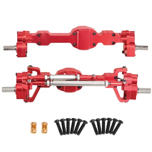 Oeudire Aluminiumlegierung CNC-eloxiert Vollmetall Vorder- und Hinterachse des Portals for JJRC 1/10 C8815 Willys MB Retro Jeep Upgrade-Zubehör(Red 1 Set) von Oeudire