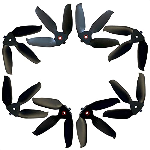 Oeudire FPV-Drohne 5328 Propeller, 3-Blatt-Propeller, geräuscharm, Schnellverschluss, Upgrade, Ersatzzubehör (8 Stück – 4CW 4CCW, rot)(Black (Folding Props)) von Oeudire