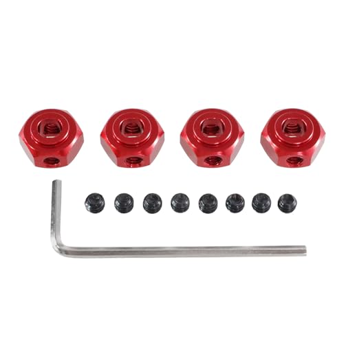 Oeudire Metall 12mm Sechskantverbinder for 1/10 10208 1/12 H12Y H12Y+RC Auto Metall Upgrade Teile Zubehör(Rood) von Oeudire