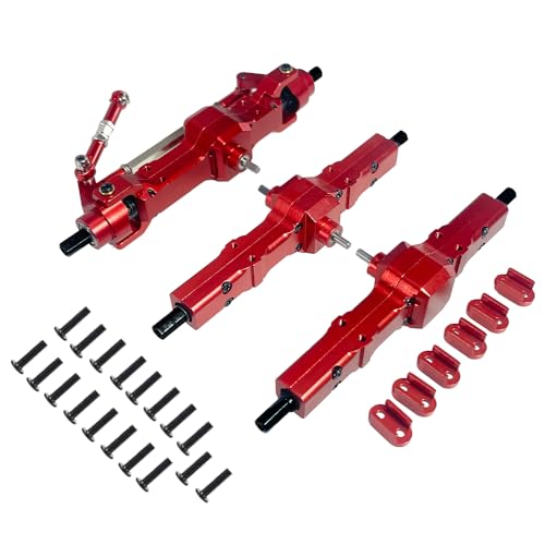 Oeudire Metall Vordere Zwischen Hinterachse for B16 B36 JJRC Q60 Q63 Q64 Fayee FY004 MN-77 6WD 6X6 RC Auto Upgrades Teile(Red B) von Oeudire