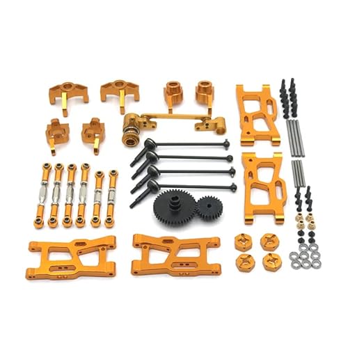 Oeudire for 124016 124017-18 124019 144001144010 RC Auto Teile Metall Upgrade Kit Antriebswelle Zugstange Schaukel Arm Lenkung Tasse Getriebe(Golden) von Oeudire