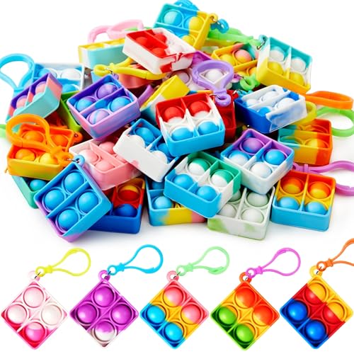 Quadratischer Pop-Fidget-Schlüsselanhänger, 30er-Pack, Pop-Fidget-Spielzeug, Partygeschenke for Kinder von 4–8, 8–12 Jahren, Goodie-Bag-Füller, Schülergeschenke for Jahresende, Klassenzimmerpreise, se von Oeudire