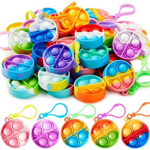 Quadratischer Pop-Fidget-Schlüsselanhänger, 30er-Pack, Pop-Fidget-Spielzeug, Partygeschenke for Kinder von 4–8, 8–12 Jahren, Goodie-Bag-Füller, Schülergeschenke for Jahresende, Klassenzimmerpreise, se von Oeudire