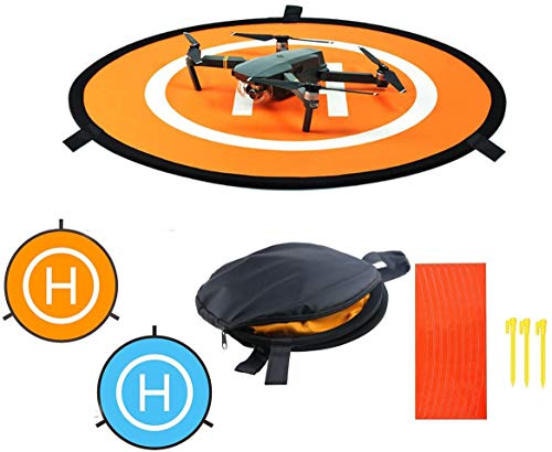 Unigift Doppelseitiges Drohnen-Landepad, blau und orange, zusammenklappbare, wasserdichte Landepad-Schürze for Zubehör for ferngesteuerte Hubschrauber Mavic Pro/Mavic Air/Spark (55 cm) von Oeudire