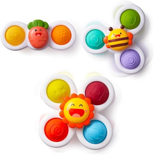 Zappelspielzeug mit starkem Saugnapf, rotierendes sensorisches Badespielzeug for Babys im Alter von 12 bis 18 Monaten, Flugzeug, Auto, Reisetisch und Fensterspielzeug for 1-2-jährige Kleinkinder, Jung von Oeudire