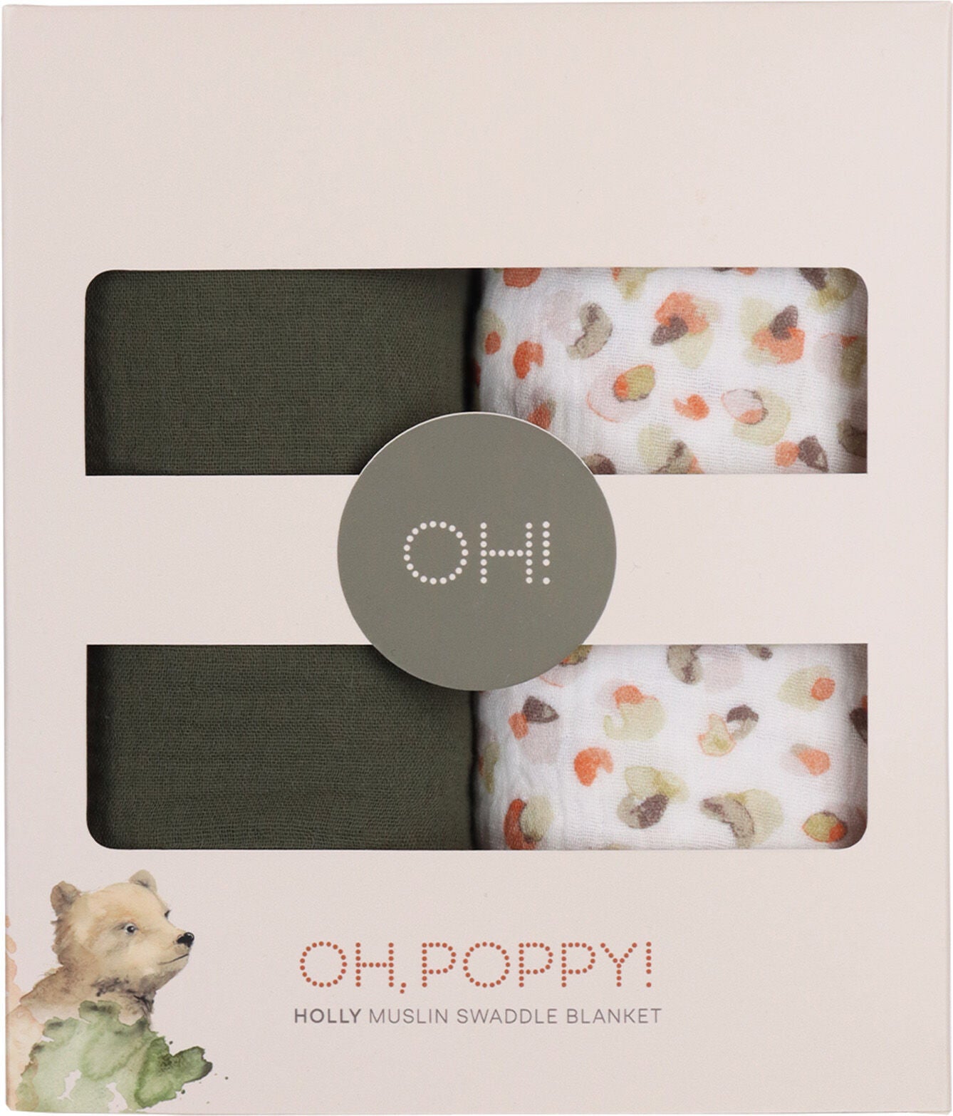 Oh, Poppy! Holly Musselin Decke 2er-Pack, Fresh Vanilla/ Forest Green von Oh, Poppy!