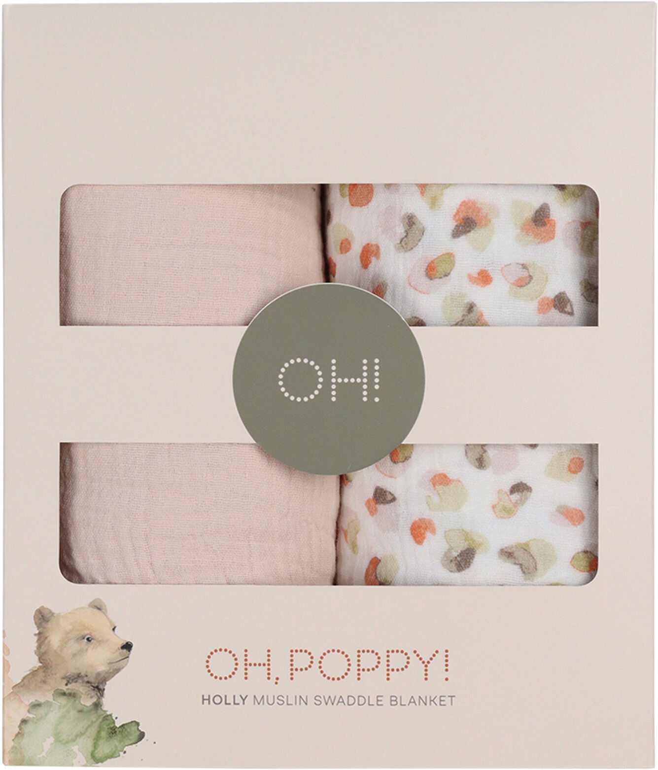 Oh, Poppy! Holly Musselin Decke 2er-Pack, Fresh Vanilla/ Powder Pink von Oh, Poppy!
