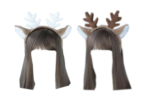 OhMill 2 x Halloween-Haarreif, Hirschohren, Tier, Cosplay, Weihnachten, Kostüm, Zubehör, Geweih, Kopfbedeckung für Damen und Mädchen OhMill 2 x Halloween-Haarreif, Hirschohren, Tier, Cosplay, Weihnachten, Kostüm, Zubehör, Geweih, Kopfbedeckung für Damen und Mädchen von OhMill