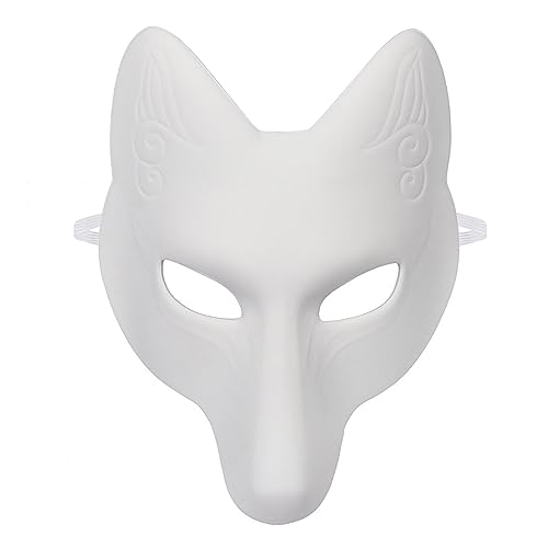 OhMill DIY Handgemalte Maske Bastelmaske Pu-Fuchs-Maske für Cosplay Karneval Halloween Maskerade Party (Weiß) von OhMill