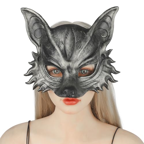 OhMill Fuchsmaske Wolfsmasken Therian Maske Halbgesicht Tier Cosplay Maske Halloween Party Cosplay Kostüm OhMill Fuchsmaske Wolfsmasken Therian Maske Halbgesicht Tier Cosplay Maske Halloween Party Cosplay Kostüm von OhMill