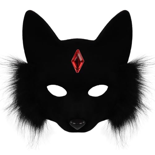 OhMill Katzenmaske, Halloween, halbe Maske für Fuchs, Cosplay, mit Strass, Catwoman, Party, Gesichtszubehör für Halloween, Cosplay, Karneval, Ball, Maskenball OhMill Katzenmaske, Halloween, halbe Maske für Fuchs, Cosplay, mit Strass, Catwoman, Party, Gesichtszubehör für Halloween, Cosplay, Karneval, Ball, Maskenball von OhMill