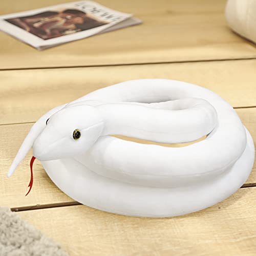 OhMill Realistic Plush Snake weiche Simulierte Schlange für Wohnzimmer Halloween und Themendekorationen (Weiß) von OhMill