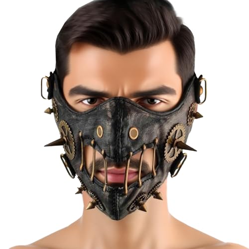 OhMill Steampunk Masken PU Leder Gesichtsmasken Totenkopf Maske Halbgesicht Halloween Kostüm Cosplay Gimp-Masken für Männer OhMill Steampunk Masken PU Leder Gesichtsmasken Totenkopf Maske Halbgesicht Halloween Kostüm Cosplay Gimp-Masken für Männer von OhMill