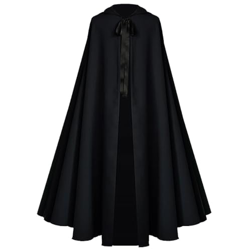 OhMill Umhang mit Kapuze, Sensenmann, Mittelalterlich, Umhang, Cosplay, Halloween, Cape, Renaissance, Kostüm, Bühnenkostüm für Halloween, Ball, Maskenball, Karneval, 130 cm von OhMill
