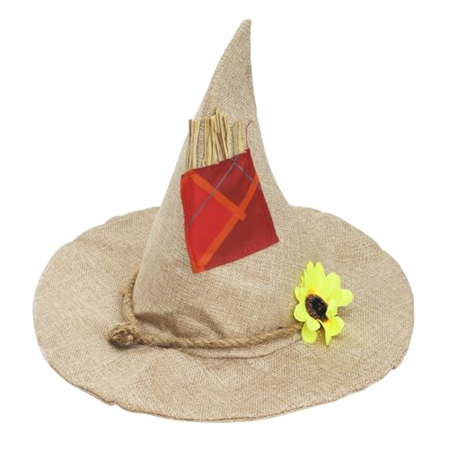 OhMill Vogelscheuche für Halloween, Hexenhut aus Filz mit Sonnenblume und Hanfseil, Kostüm, Vogelscheuche, Cosplay, Erwachsene, für Karneval, Halloween, Ostern, Party, Kostüm OhMill Vogelscheuche für Halloween, Hexenhut aus Filz mit Sonnenblume und Hanfseil, Kostüm, Vogelscheuche, Cosplay, Erwachsene, für Karneval, Halloween, Ostern, Party, Kostüm von OhMill