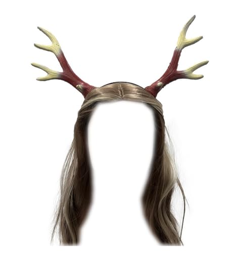 Realistisches Halloween-Hirsch-Stirnband, Tier-Cosplay-Kostüm, Requisite, Geweih, Kopfbedeckung, Verkleidung für Kinder und Erwachsene von OhMill