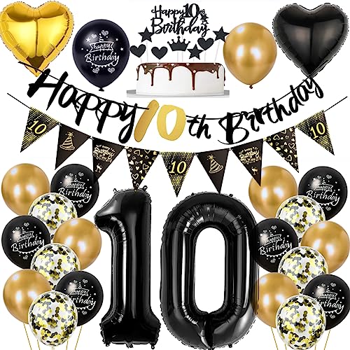 10 Geburtstag Deko Junge Mädchen, Luftballon 10. Gold Schwarz Geburtstagsdeko 10 Jahre, Ballon Schwarz Gold Deko 10. Gold Schwarz 10 Jahr Geburtstagdeko 10 Geburtstag Deko Junge Mädchen, Luftballon 10. Gold Schwarz Geburtstagsdeko 10 Jahre, Ballon Schwarz Gold Deko 10. Gold Schwarz 10 Jahr Geburtstagdeko von Ohaoduo