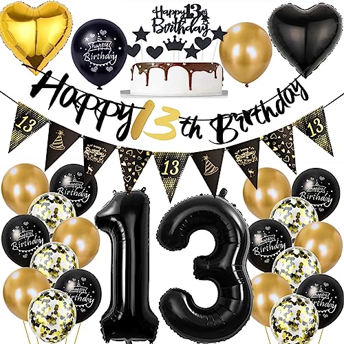 13 Geburtstag Deko Junge Mädchen, Luftballon 13. Geburtstag Deko, Gold Schwarz Geburtstagsdeko 13 Jahre, Ballon Schwarz Gold Deko 13. Geburtstag, Gold Schwarz 13 Jahr Geburtstagdeko 13 Geburtstag Deko Junge Mädchen, Luftballon 13. Geburtstag Deko, Gold Schwarz Geburtstagsdeko 13 Jahre, Ballon Schwarz Gold Deko 13. Geburtstag, Gold Schwarz 13 Jahr Geburtstagdeko von Ohaoduo