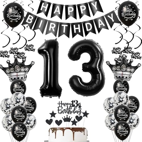 13. Geburtstagsdeko Luftballons Schwarz, Geburtstagsdeko 13 Jahr Junge, Schwarz Luftballon 13. Mädchen, Deko 13 , 13. Dekoration Mädchen 13. Tortendeko 13. Geburtstagsdeko Luftballons Schwarz, Geburtstagsdeko 13 Jahr Junge, Schwarz Luftballon 13. Mädchen, Deko 13 , 13. Dekoration Mädchen 13. Tortendeko von Ohaoduo