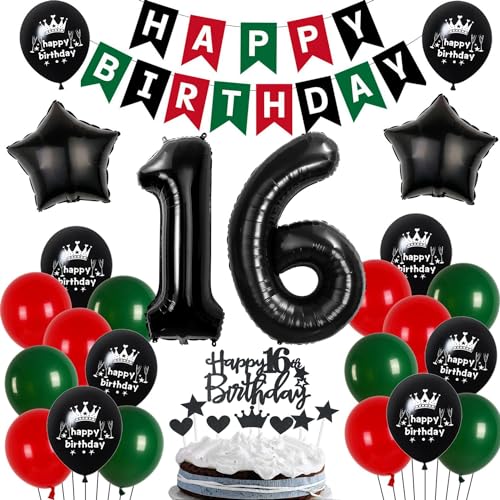 16 Geburtstag Deko Junge Mädchen, Luftballon 16. Geburtstag Rot Schwarz Grün, 16. Ballon Schwarz Grün Rot Deko, 16. Party Decoration Junge Mädchen, Mädchen Junge 16 Schwarz Grün Rot Party Ballons 16 Geburtstag Deko Junge Mädchen, Luftballon 16. Geburtstag Rot Schwarz Grün, 16. Ballon Schwarz Grün Rot Deko, 16. Party Decoration Junge Mädchen, Mädchen Junge 16 Schwarz Grün Rot Party Ballons von Ohaoduo