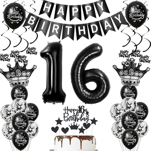 16. Geburtstagsdeko Luftballons Schwarz, Geburtstagsdeko 16 Jahr Junge, Schwarz Luftballon 16. Geburtstag Junge Mädchen, Deko 16. Geburtstag Junge, 16. Geburtstag Dekoration Mädchen 16. Tortendeko 16. Geburtstagsdeko Luftballons Schwarz, Geburtstagsdeko 16 Jahr Junge, Schwarz Luftballon 16. Geburtstag Junge Mädchen, Deko 16. Geburtstag Junge, 16. Geburtstag Dekoration Mädchen 16. Tortendeko von Ohaoduo