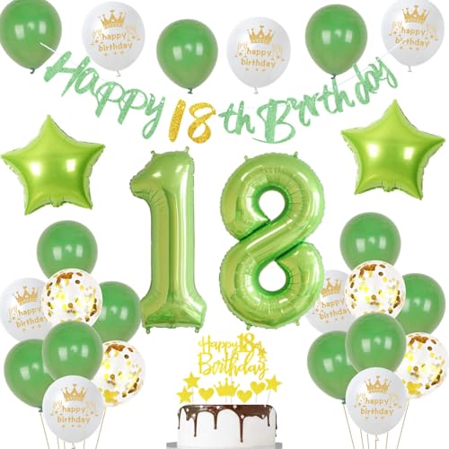 Grün 18. Geburtstag Dekoration Mädchen ,Grün Tortendeko Geburtstag 18 Jahre Junge,18 Geburtstag Mädchen Junge Party Deko,Tortendeko 18. Geburtstag Junge Mädchen,Geburtstagsdeko 18 Jahre Junge Grün 18. Geburtstag Dekoration Mädchen ,Grün Tortendeko Geburtstag 18 Jahre Junge,18 Geburtstag Mädchen Junge Party Deko,Tortendeko 18. Geburtstag Junge Mädchen,Geburtstagsdeko 18 Jahre Junge von Ohaoduo