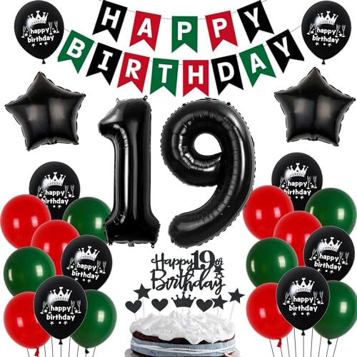 19 Geburtstag Deko Junge Mädchen, Luftballon 19. Geburtstag Rot Schwarz Grün, 19. Ballon Schwarz Grün Rot Deko, 19. Party Decoration Junge Mädchen, Mädchen Junge 19 Schwarz Grün Rot Party Ballons 19 Geburtstag Deko Junge Mädchen, Luftballon 19. Geburtstag Rot Schwarz Grün, 19. Ballon Schwarz Grün Rot Deko, 19. Party Decoration Junge Mädchen, Mädchen Junge 19 Schwarz Grün Rot Party Ballons von Ohaoduo