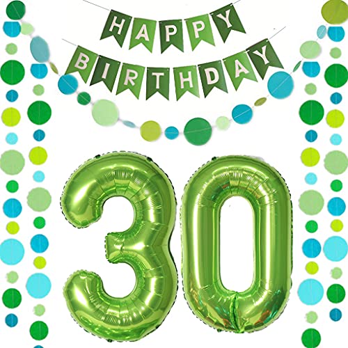 Luftballons Zahl 30 Grün + Happy Birthday Girlande + banner Folienballon 30.Geburtstags deko frau mann ballons 30 Jahre Geburtstag deko frauen Zahlenballon 30 Geburtstag dekoration Männer frau(30) Luftballons Zahl 30 Grün + Happy Birthday Girlande + banner Folienballon 30.Geburtstags deko frau mann ballons 30 Jahre Geburtstag deko frauen Zahlenballon 30 Geburtstag dekoration Männer frau(30) von Ohaoduo