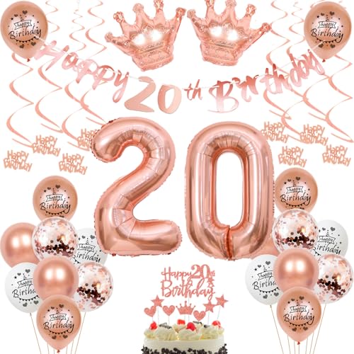 20 Jahr Geburtstag Frauen Deko 20. Geburtstag Frauen Rosegold Tortendeko 20 Rosegold Luftballon 20 Jahr Frauen 20 Geburtstagsdeko 20 Dekoration von Ohaoduo