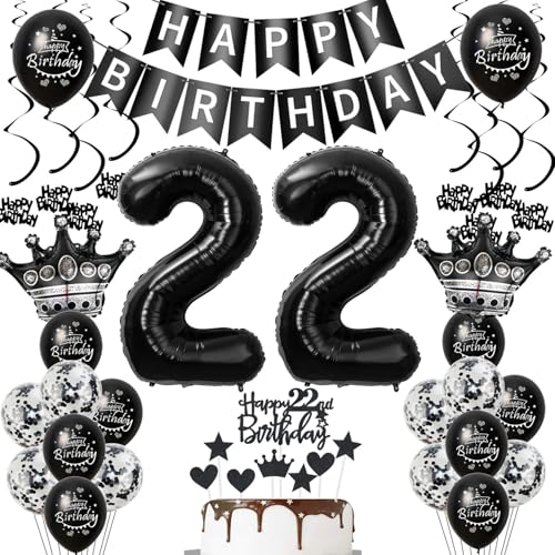 22. Geburtstagsdeko Luftballons Schwarz, Geburtstagsdeko 22 Jahr Männer, Schwarz Luftballon 22. Geburtstagsdeko Luftballons Schwarz, Geburtstagsdeko 22 Jahr Männer, Schwarz Luftballon von Ohaoduo