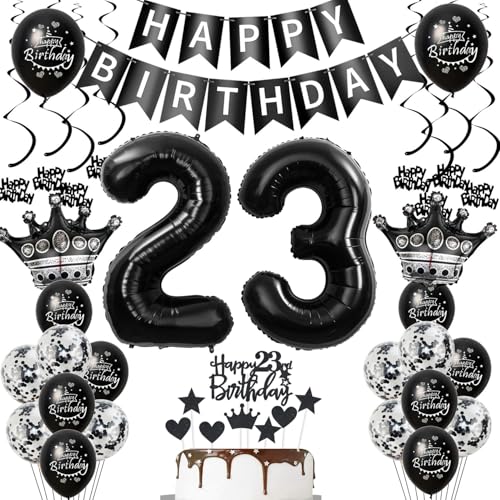 23. Geburtstagsdeko Luftballons Schwarz, Geburtstagsdeko 23 Jahr Männer, Schwarz Luftballon 23. Geburtstag Männer Frauen, Deko 23. Geburtstag Dekoration Frauen 23. Tortendeko von Ohaoduo