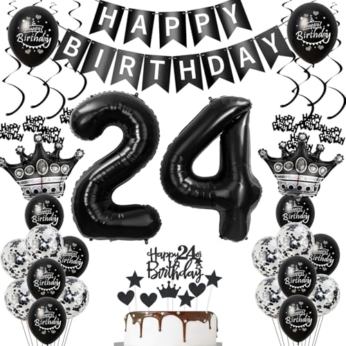24. Geburtstagsdeko Luftballons Schwarz, Geburtstagsdeko 24 Jahr Männer, Schwarz Luftballon 24. Geburtstag Männer Frauen, Deko 24. Geburtstag Dekoration Frauen 24. Tortendeko 24. Geburtstagsdeko Luftballons Schwarz, Geburtstagsdeko 24 Jahr Männer, Schwarz Luftballon 24. Geburtstag Männer Frauen, Deko 24. Geburtstag Dekoration Frauen 24. Tortendeko von Ohaoduo