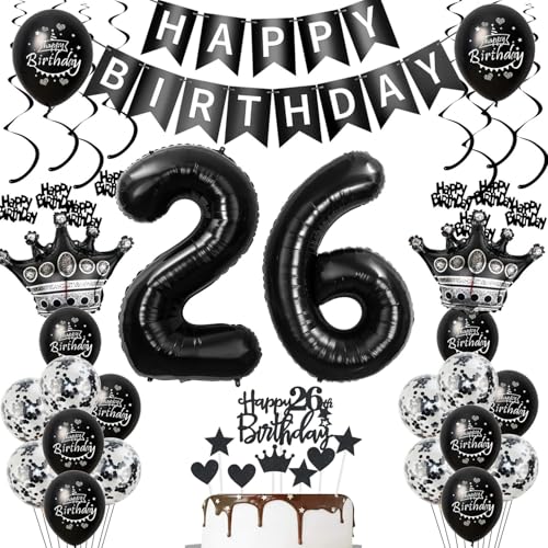 26. Geburtstagsdeko Luftballons Schwarz, Geburtstagsdeko 26 Jahr Männer, Schwarz Luftballon 26. Geburtstag Männer Frauen, 26. Geburtstag Dekoration Frauen 26. Tortendeko 26. Geburtstagsdeko Luftballons Schwarz, Geburtstagsdeko 26 Jahr Männer, Schwarz Luftballon 26. Geburtstag Männer Frauen, 26. Geburtstag Dekoration Frauen 26. Tortendeko von Ohaoduo
