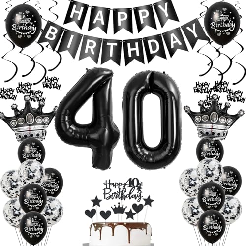 40. Geburtstagsdeko Luftballons Schwarz, Geburtstagsdeko 40 Jahr Männer, Schwarz Luftballon von Ohaoduo