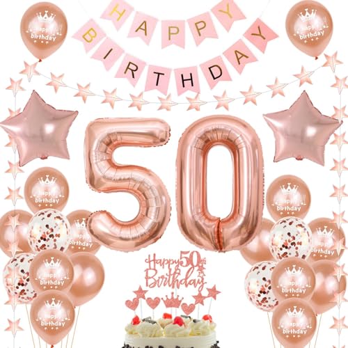 50. Geburtstag Deko Roségold, Luftballon 50. Geburtstag frauen, Geburtstagsdeko 50 Jahre frau ballon 50 Geburtstag frau Party deko, 50 Geburtstag Tortendeko 50 frauen Deko 50. Geburtstag frau von Ohaoduo