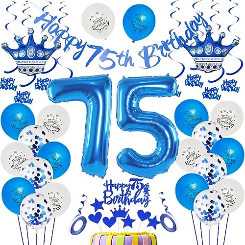 75. Geburtstag Dekoration Blau Luftballon 75.Geburtstag Blau 75. Tortendeko 75 Jahr Geburtstagsdeko Mann Blau 75 Jahr Mannn Geburtstagsdeko 75. Mannn Party Deko 75 Dekoration von Ohaoduo