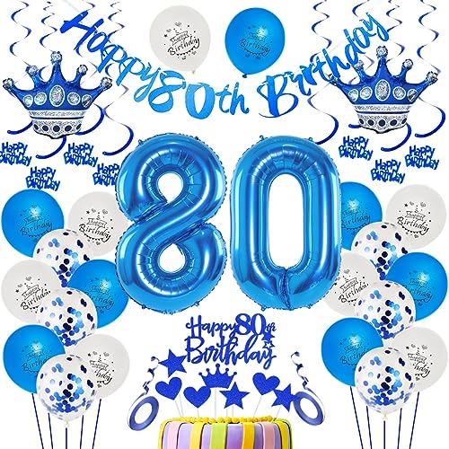80. Geburtstag Dekoration Blau Luftballon 80.Geburtstag Blau 80. Tortendeko 80 Jahr Geburtstagsdeko Mann Blau 80 Jahr Mannn Geburtstagsdeko Blau 80. Mannn Party Deko 80 Jahr Dekoration Blau von Ohaoduo